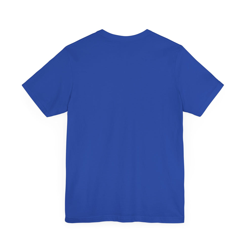 Back of a dark-blue t-shirt with no text or design