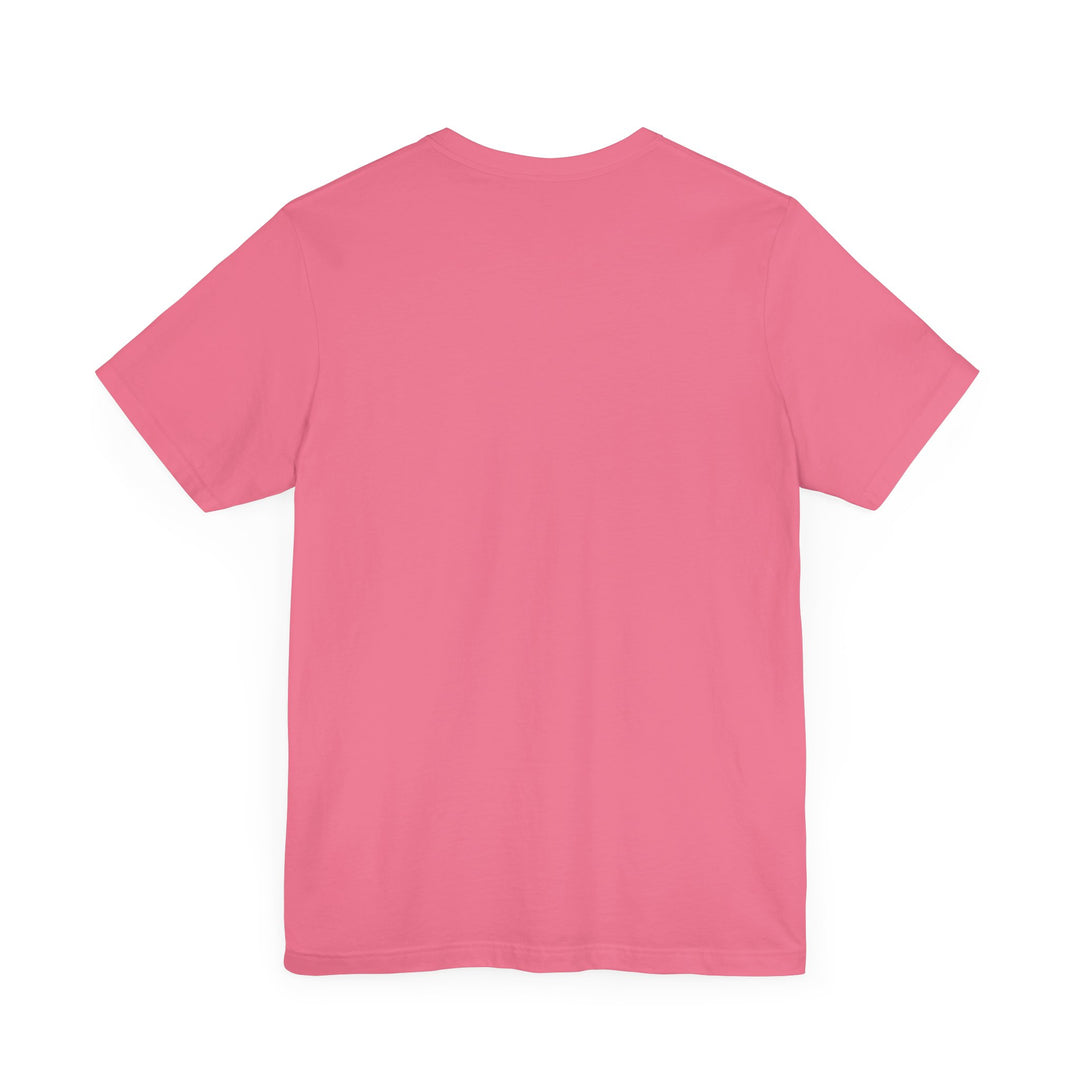 Back of a dark-pink t-shirt with not text or design