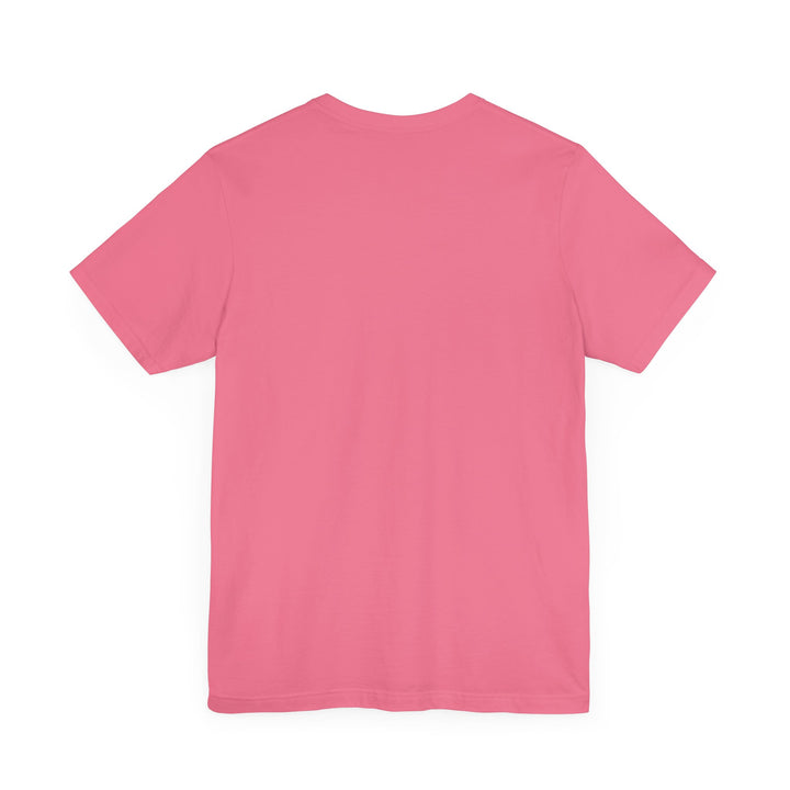 Back of a dark-pink t-shirt with not text or design